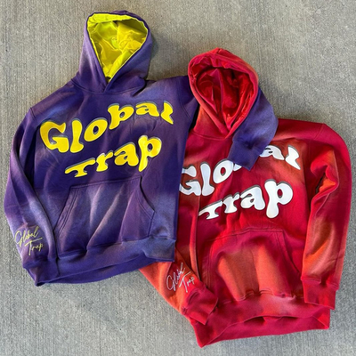 kopen Custom Vintage Tie Dye Gewassen in de zon Vervaagde Pullover Puff Print Hoodie 500 Gsm Zwaar Gewicht 100% Katoen Satin Gevoerde Hoodies online manufacture