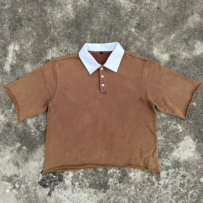 kopen Hoogwaardige fabrikant 100% katoen Vintage Acid Wash Boxy Cropped T-Shirt Custom Homme Short Sleeve Polo T-Shirt voor mannen online manufacture