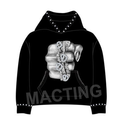 kopen Ontwerp uw merk logo Streetwear 100% katoen 500 gsm zwaargewicht doos geknipt strass hoodie Custom online manufacture
