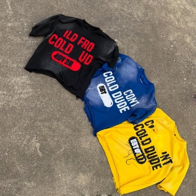 kopen T-Shirt fabrikant Custom zuur wassen zon vervaagde verdrietige borduurwerk 100% katoen boxy vintage geknipt T-shirt voor mannen online manufacture