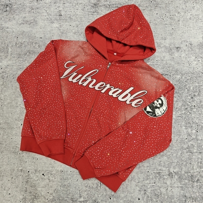 kopen Op Maat Gemaakte Luxe Diamanten Oversized Baggy Boxy Trui Hoodie Sweatshirt Vintage Streetwear Zware Rhinestone Hoodie voor Heren online manufacture