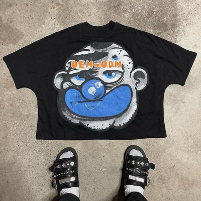 Custom 100-400 gsm 100% katoenen schouder Vintage gesneden box fit T-shirt mannen