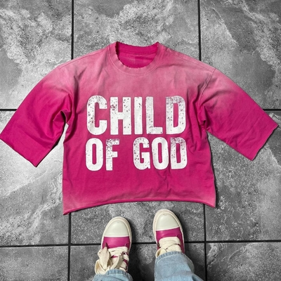 Custom Cut Raw Hem Boxy Cropped T-shirt Oversized Heavyweight Vintage Sun Fading Acid Wash T-shirt