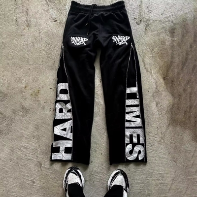 Zip Up Side Cotton Franse Terry Mensen Sweatpants met elastische taille en Zipper sluiting