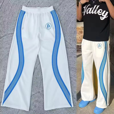 Mensen Custom Streetwear gestreepte sweatpants 100% katoen breedbeen flare sweatpants