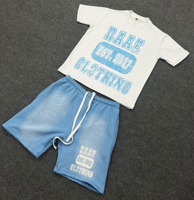 Volwassenen 2 stuk T-shirt en korte broek Set Custom 100% katoen zomer trainingspak Sweatsuit