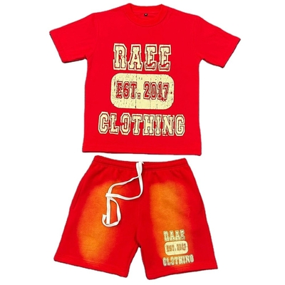 Zomersportpak Sweatpak Unisex T-shirt en korte broek voor mannen met zuurwasser