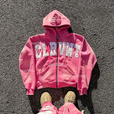Custom Logo Streetwear Oversized 500gm zuur gewassen capuchon met chenille borduren