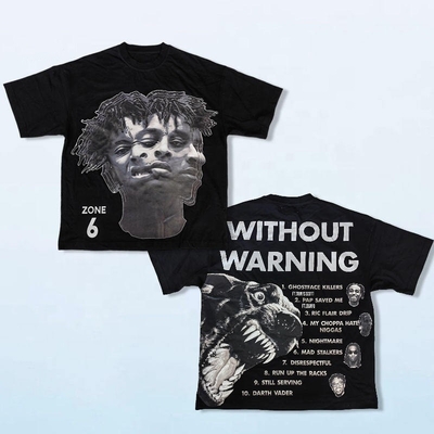 Custom Dtg Print Hip Hop Zwart Blank Heavy Weight T-shirt geweven door breiwijze