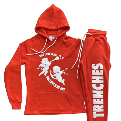 Hoodies Unisex zijde scherm gedrukt tracksuit mannen sweatshirt 3D Puff Print Hoodie Tracksuit