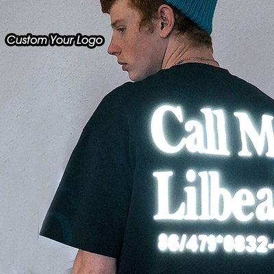 Custom Unisex Printing Graphic Luxury Heavyweight Cotton Reflective T-Shirt voor mannen