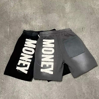 Vintage Acid Wash Shorts 100% Katoen Rode Rand Draadstring Sluiting Streetwear
