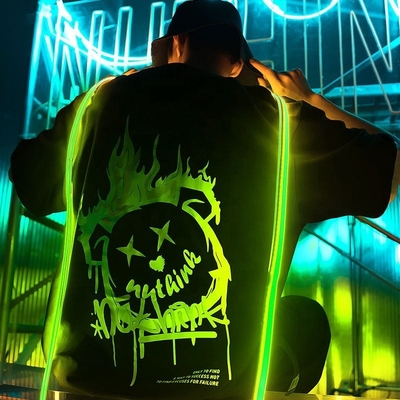 Streetwear voor mannen 2024 Summer Fashion Trend Oversized Reflective T-Shirt Custom Design