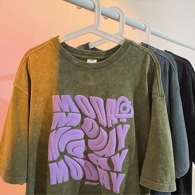 Boxy Fit Vintage Acid Wash Distressed Oversized Drop Shoulder T-Shirt S-5XL of op maat