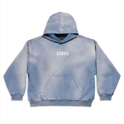 Vintage oversized gesneden zon vervagen stropdas kleurstof zuur was hoodie op maat straatkleding mannen