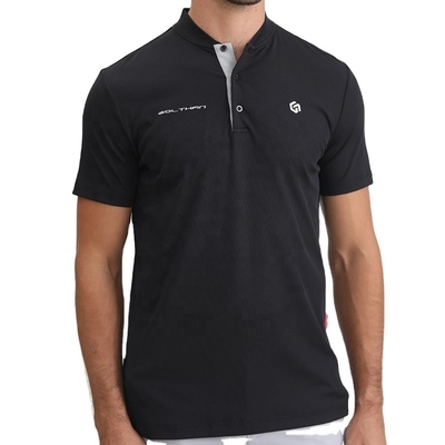 2024 Design Mandarijn Kraag Geborduurd Rubber Silicone Logo Slim Fit Golf Polo T-shirts