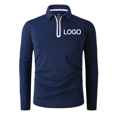 Vocht afzuigen droog fit lange mouw streetwear aanpassen halve rits omhoog nek golf shirt