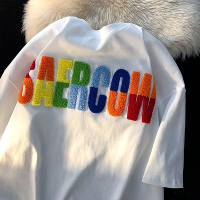 Logoontwerp Custom 100% katoen rond nek T-shirt handdoek met Chanille borduurplaat
