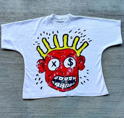 Custom oversized distressed T-shirt met zaagruw hem en 100% katoenen stof