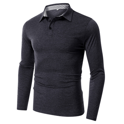 Persoonlijk gedrukte polo shirts met lange mouwen 100% katoen voor mannen Polo-labels op maat