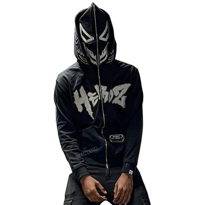 500 gram zware katoen dubbele hoodies gedrukt op maat hoodies full face zip up voor mannen
