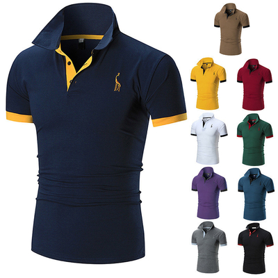 Persoonlijke drukmethoden geborduurde herten mannen polo shirts voor zomer casual stijl