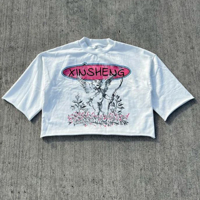 Kleurrijke straatkleding voor mannen DTG Drukkers Neck Short Sleeve Box Fit T-Shirt