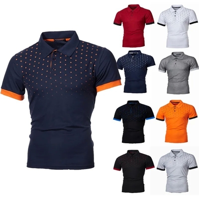 Ondersteuning 7 dagen Voorbeeld bestelling Levertyd Mensen solide kleur polo shirt met polka dot print