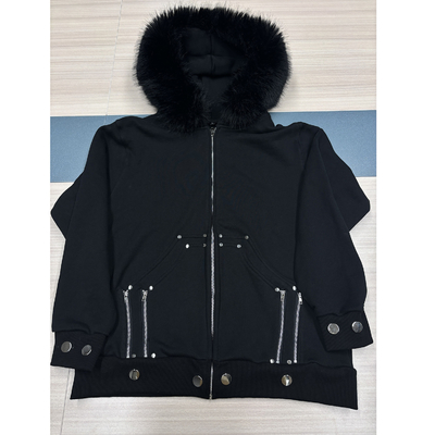 Custom Winter Fleece 100% Cotton Dikke Blank False Fur Zipper Hoodie met Fur Hood