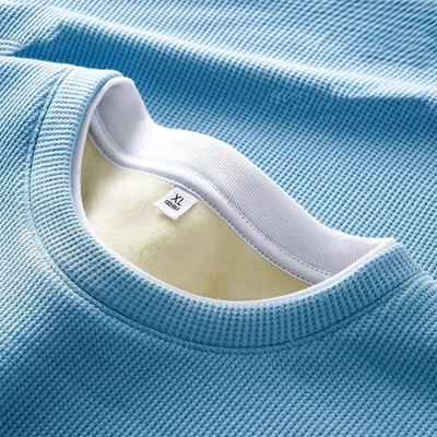 Kraag O-Neck Custom Men's Fleece Dikke Warm T-Shirt met zacht katoen en Slim Fit