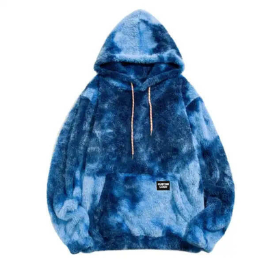 Gebreide weefmethode Tye-Dye hoodies voor mannen met valse bont mode