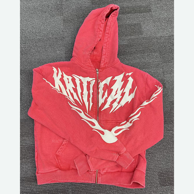 Gepersonaliseerde Hoodies Gelaagd of Gepersonaliseerd 100% Cotton Puff Printing Streetwear Acid Washed Heavyweight Zip Up Hoodies