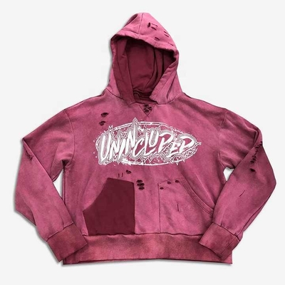 Vintage zon vervaagde verdrietige gescheurde trui hoodie voor mannen en vrouwen in unisex stijl