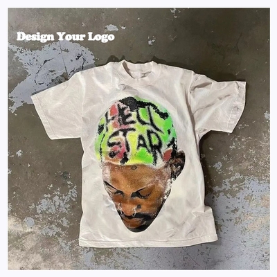 Custom T-Shirt voor mannen Acid Wash Box Screen Print Zwaargewicht 100% katoen 180-400gm