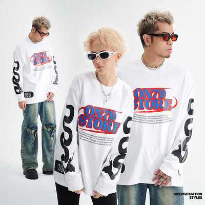 Drop Shoulder oversized t-shirt met lange mouwen T-shirt voor mannen Unisex 230gm 100% katoen