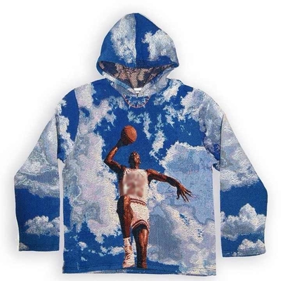 Anti-shrink zwaargewicht Frans Terry Oversized Printed Mens Woven Anime Tapestry Hoodie