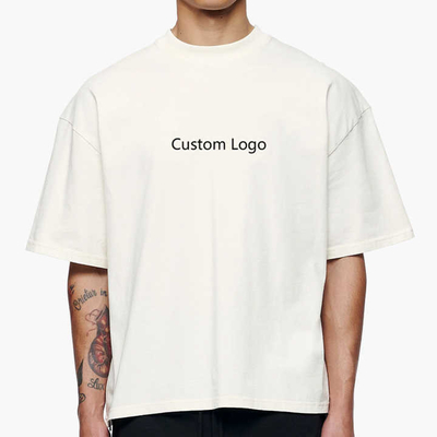 Custom oversized crop top mannen katoen zwaargewicht drop schouder box fit wit T-shirt