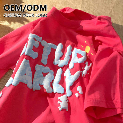 Zware katoenen plain grafische overgrote schuim scherm afdrukken mannen T-shirts met aangepast logo