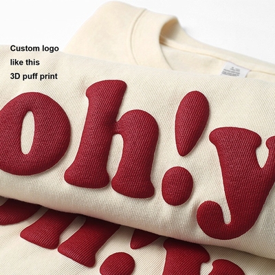 Mensen T-shirt met 3D puff print en Custom logo in zwaar gewicht 100% katoenen stof