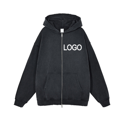 High Neck Zip Up Hoodie Sweatshirt 3d Puff Print Streetwear Mensen pullover Regelmatige mouw stijl