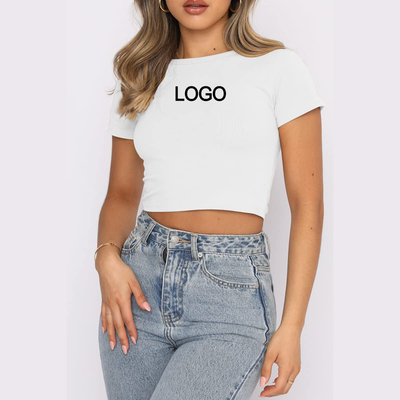2023 Summer Baby Tee Y2k Crop Tops T-Shirt Sexy Thin Blank Shirt Voor Vrouwen Grootte M