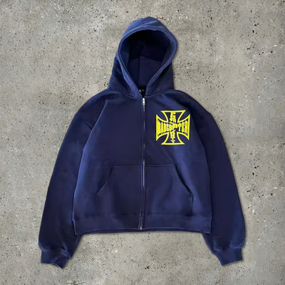 Custom lichtgewicht Frans Terry Cotton Cut Raw Hem Cropped Vintage Acid Wash Sun Fading Blank Zip Up Baggy Hoodie