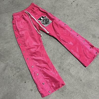 Men's Baggy Fit Nylon sweatpants met winddicht ontwerp en distressed borduren