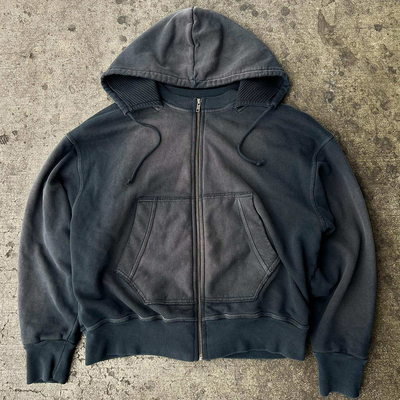 Vintage stijl gedrukte Unisex Hoodies Fleece Blank Heavyweight Franse Terry Zip Up Hoodie