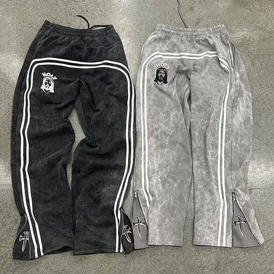 Frans Terry Stof Mensen Flared Sweatpants met zijsluiting Op maat van fabrikanten
