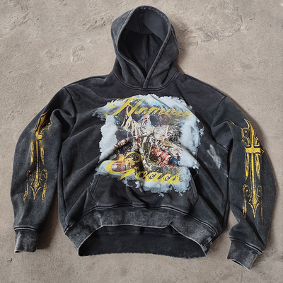 Persoonlijke drop schouder steen gewassen vlies 100% katoen zwaargewicht Frans Terry DTG Printing pullover hoodies voor mannen