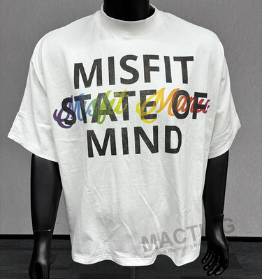 Mock Neck Printed Custom Drop Shoulder Mens Boxy Fit Oversized 100% Cotton Heavyweight T-Shirt