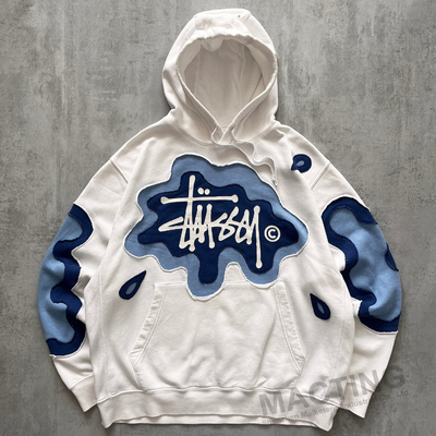 Custom Unisex Sweatshirts Pullover 100% katoen Oversized Baggy Boxy Cropped Patch Work Patches Hoodie