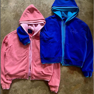 Custom Hoodies zwaargewicht katoen Franse Terry gesneden doos Dubbele Drie lagen Zipper Hoodie voor mannen
