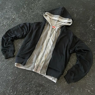 Fabrikant Custom Franse Terry Cotton Boxy Unisex Stone Wash Hoodies Heavyweight Double Triple Layer Zip Up Blank Hoodie Mannen